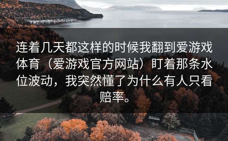 连着几天都这样的时候我翻到爱游戏体育（爱游戏官方网站）盯着那条水位波动，我突然懂了为什么有人只看赔率。
